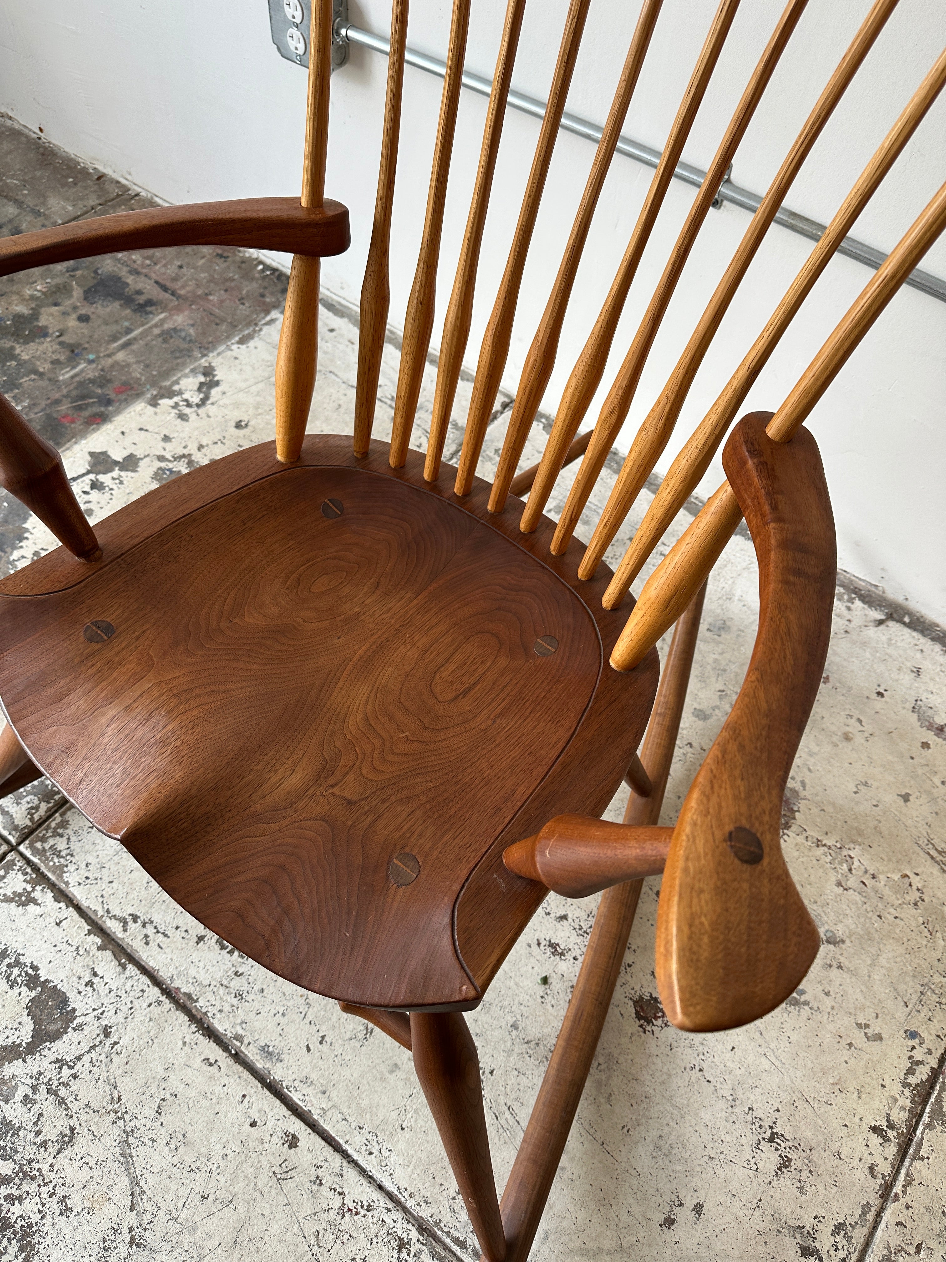 1986 Joe Graham Studio Made Rocking Chair in Walnut, Oak, & Hickory