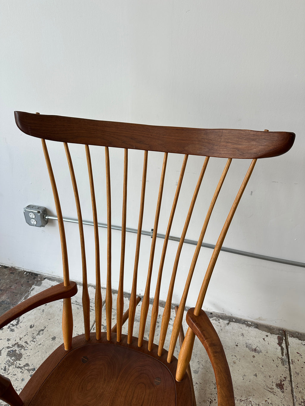 1986 Joe Graham Studio Made Rocking Chair in Walnut, Oak, & Hickory