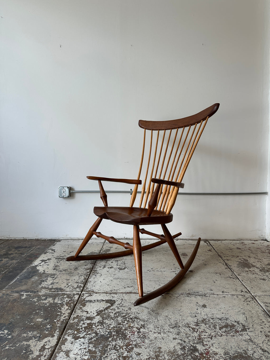 1986 Joe Graham Studio Made Rocking Chair in Walnut, Oak, & Hickory