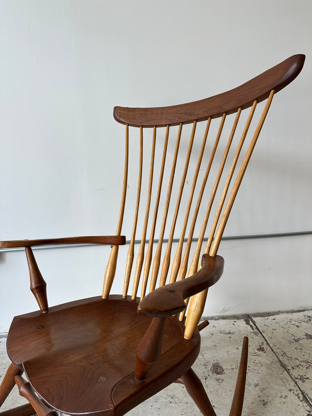 1986 Joe Graham Studio Made Rocking Chair in Walnut, Oak, & Hickory