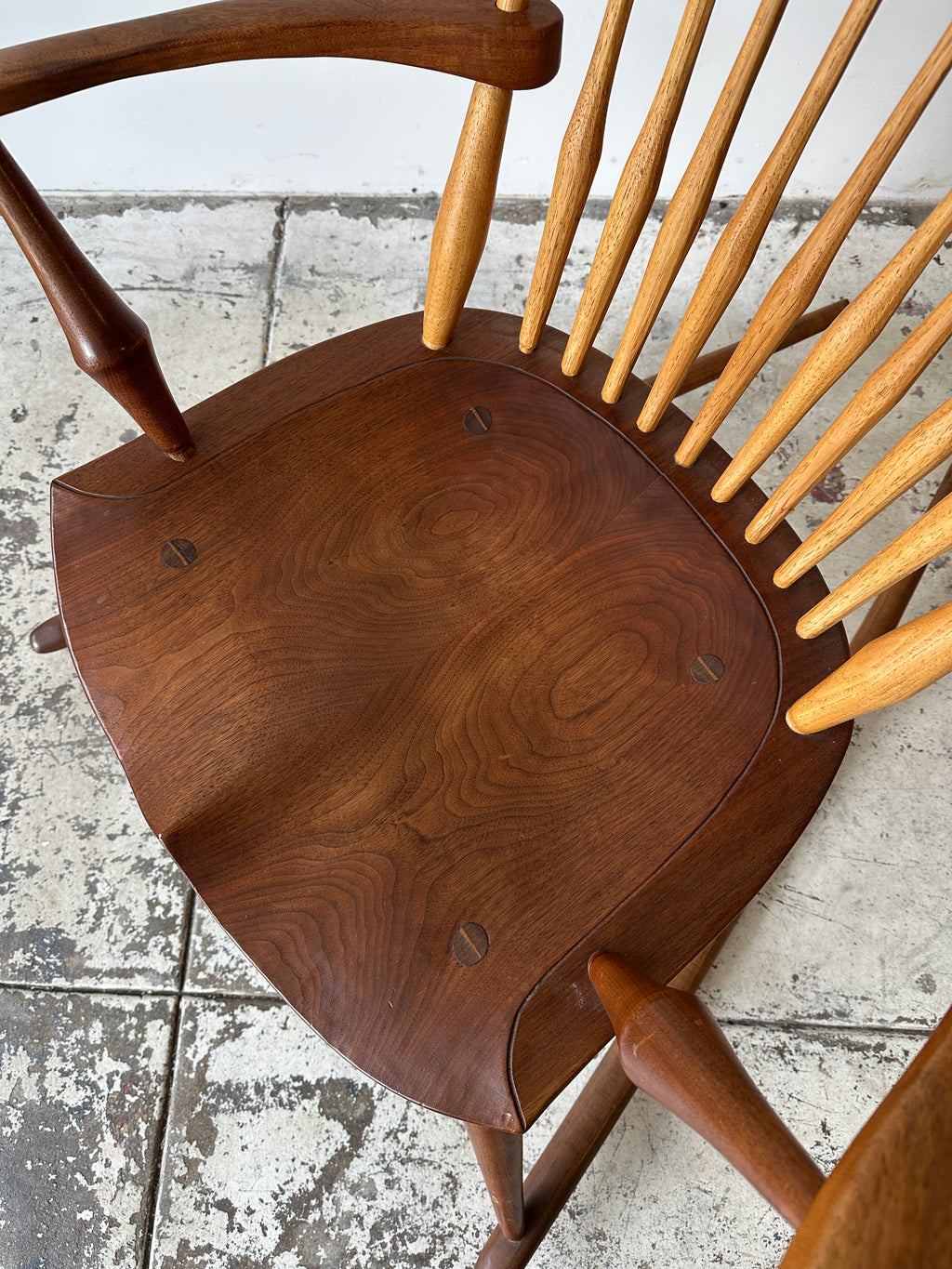1986 Joe Graham Studio Made Rocking Chair in Walnut, Oak, & Hickory
