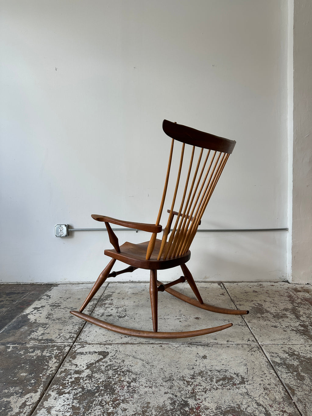 1986 Joe Graham Studio Made Rocking Chair in Walnut, Oak, & Hickory