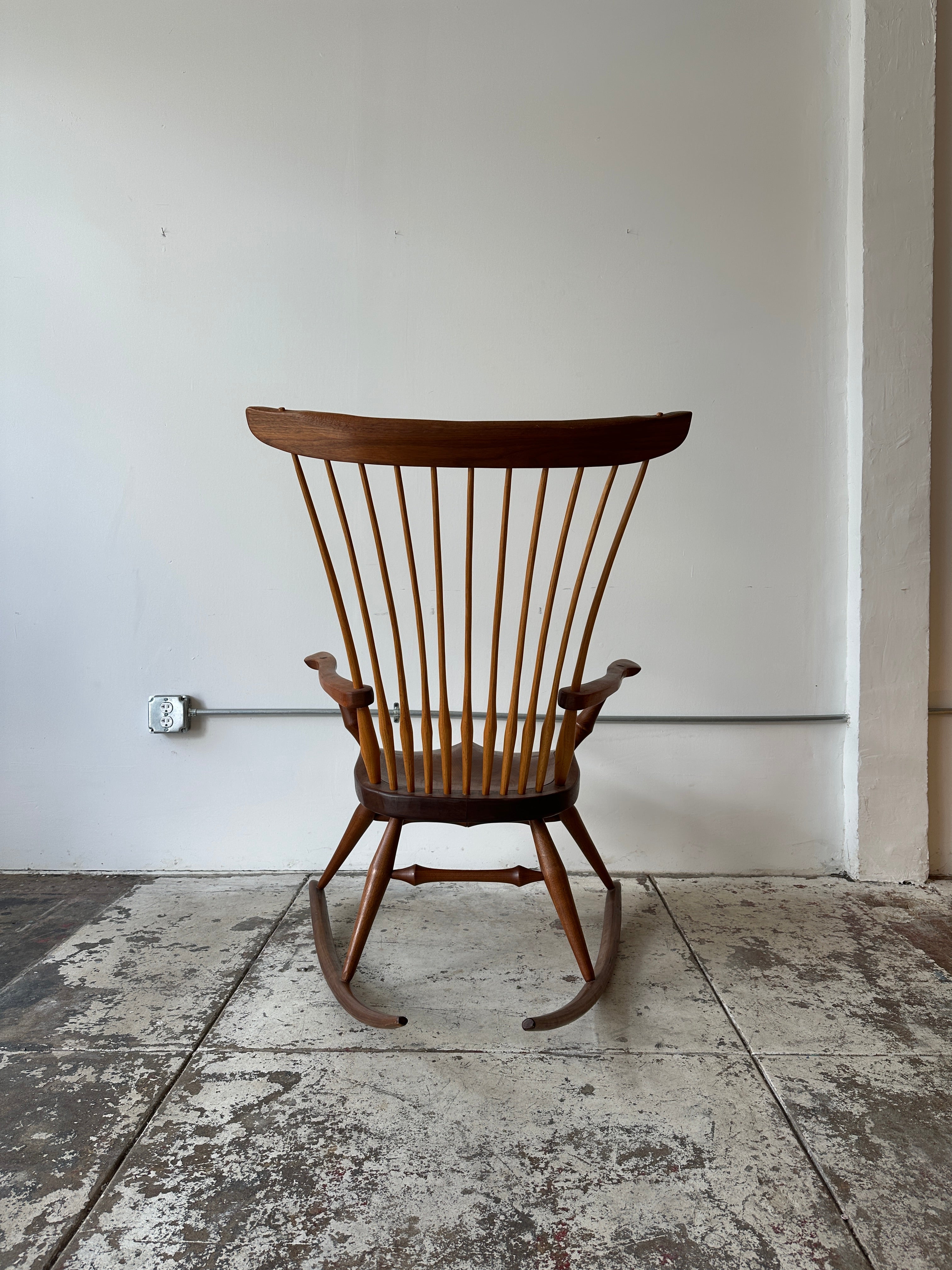 1986 Joe Graham Studio Made Rocking Chair in Walnut, Oak, & Hickory
