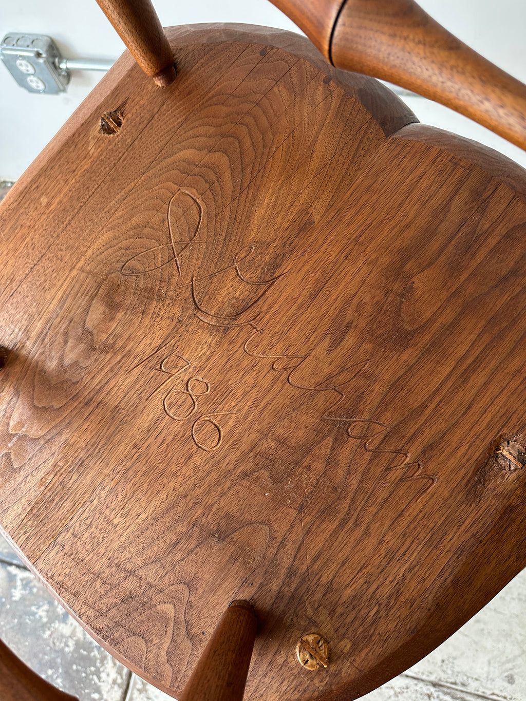 1986 Joe Graham Studio Made Rocking Chair in Walnut, Oak, & Hickory