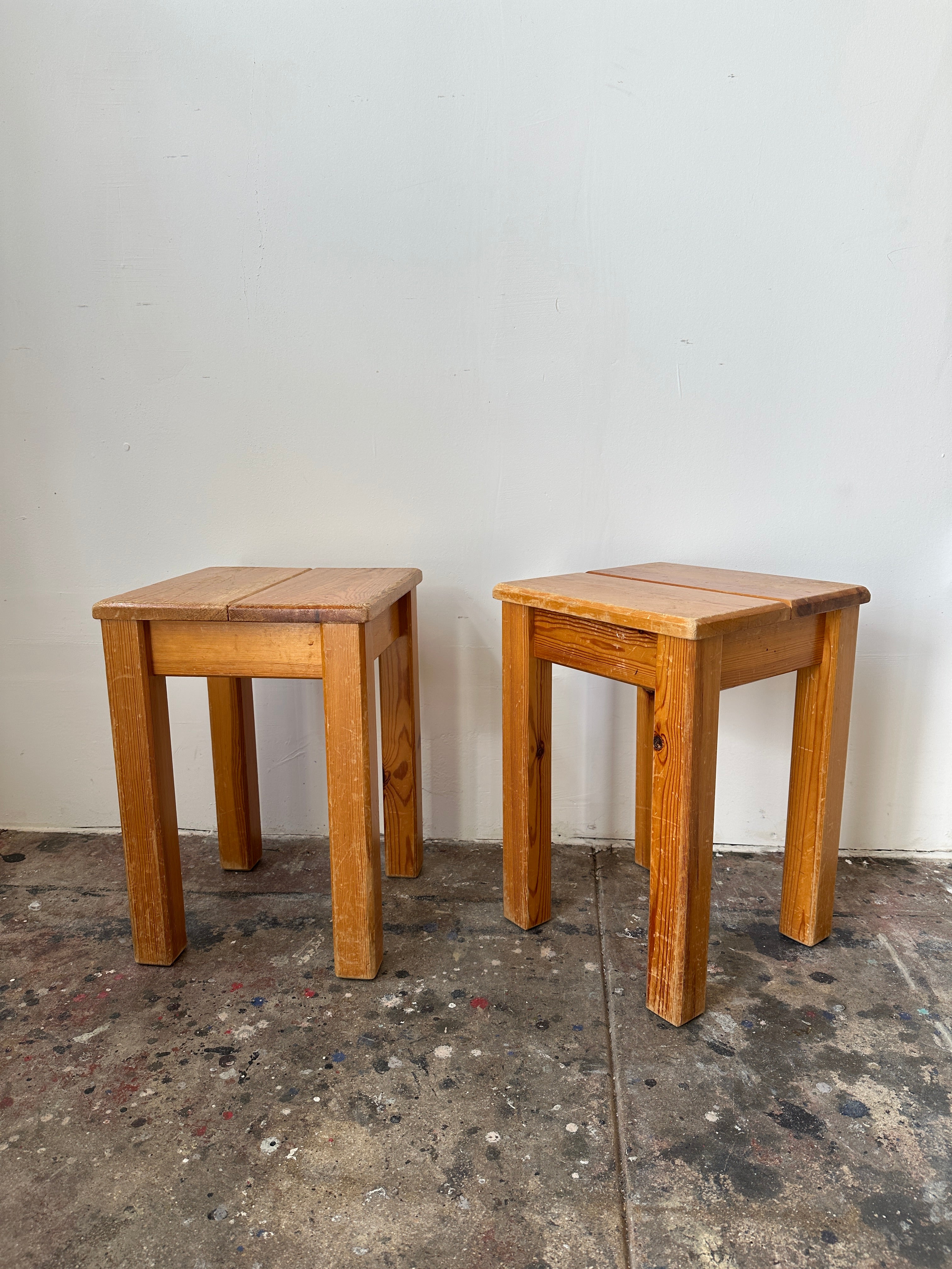 1960s Charlotte Perriand Side Tables in Pine, Produced In France