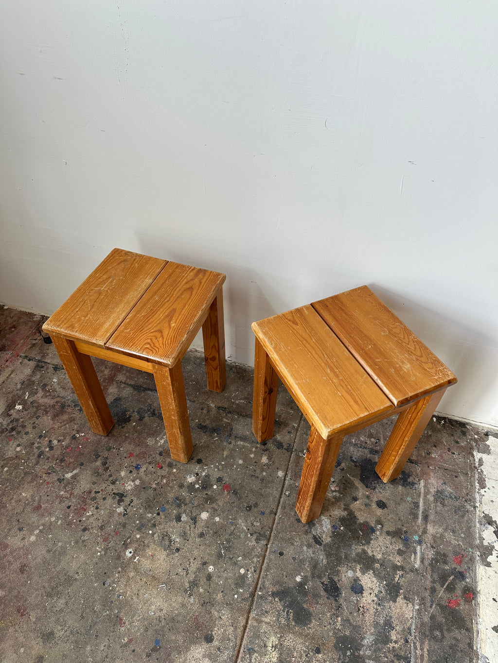 1960s Charlotte Perriand Side Tables in Pine, Produced In France