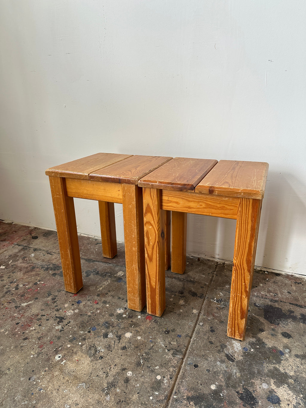 1960s Charlotte Perriand Side Tables in Pine, Produced In France