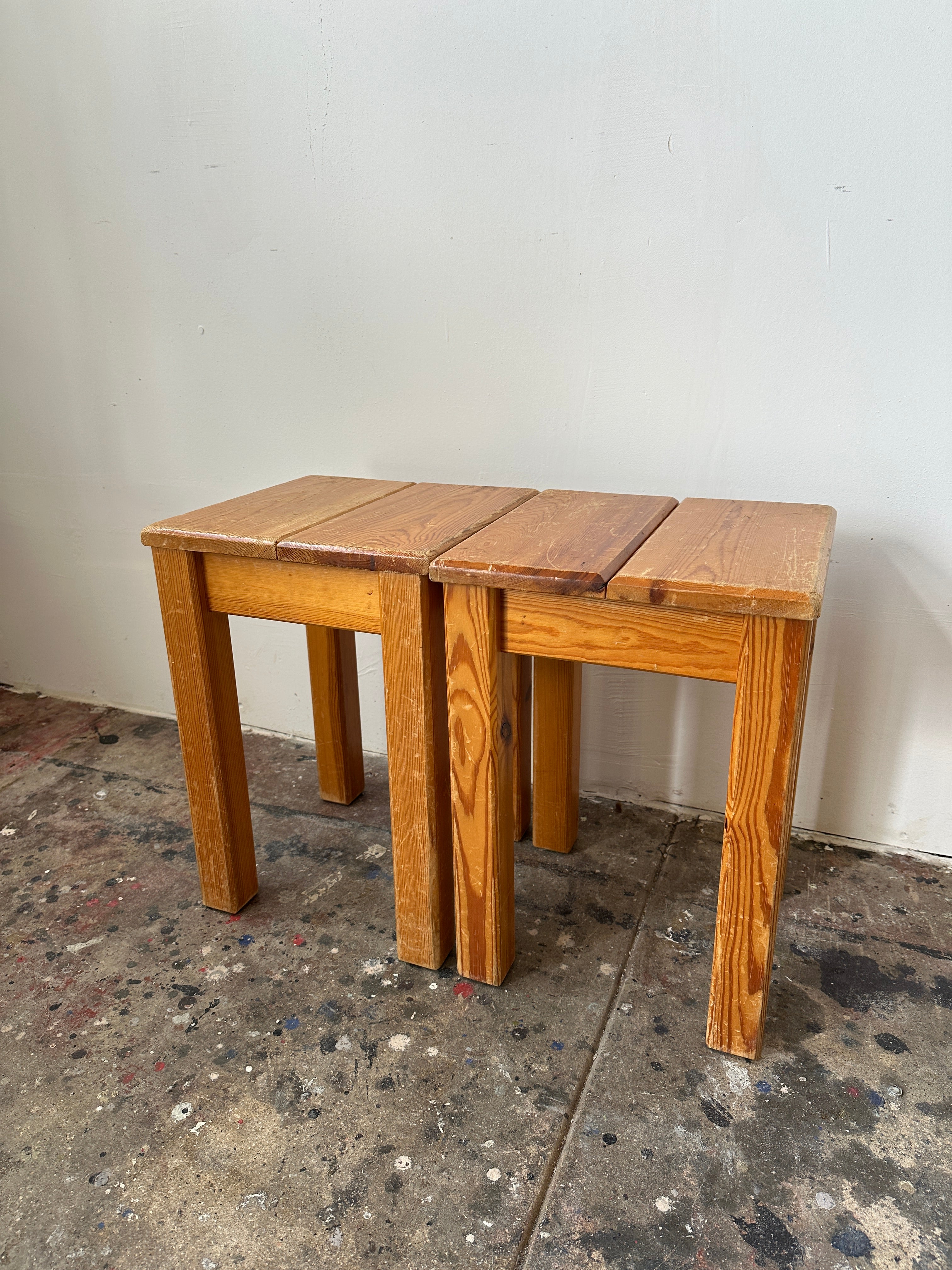 1960s Charlotte Perriand Side Tables in Pine, Produced In France