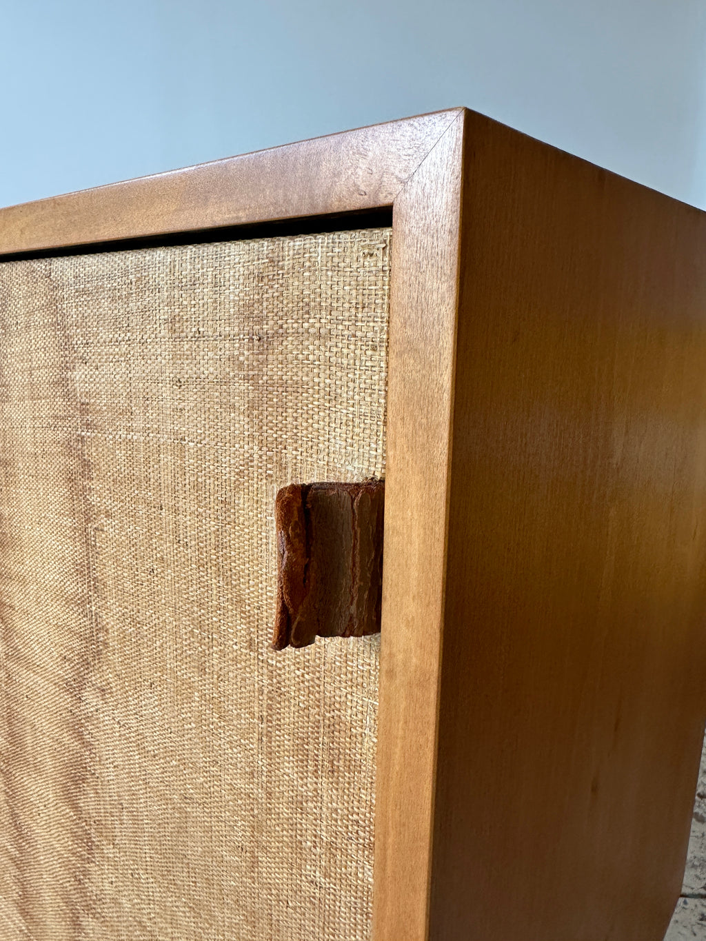 1950s Early Florence Knoll Sideboard Model No 116 with Grasscloth & Leather