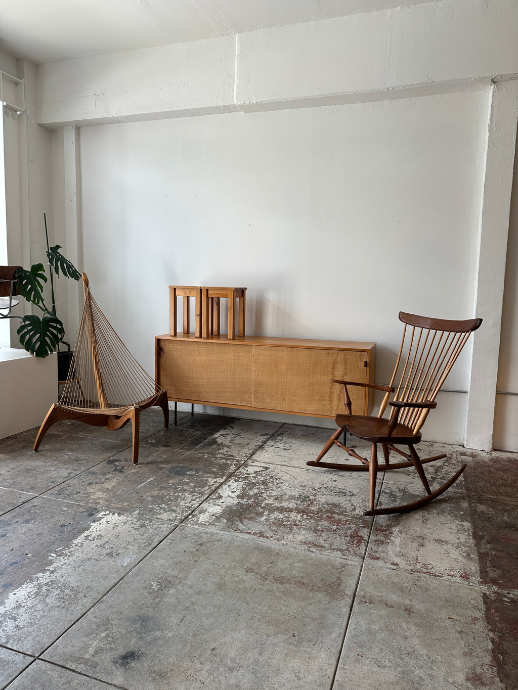 1950s Early Florence Knoll Sideboard Model No 116 with Grasscloth & Leather