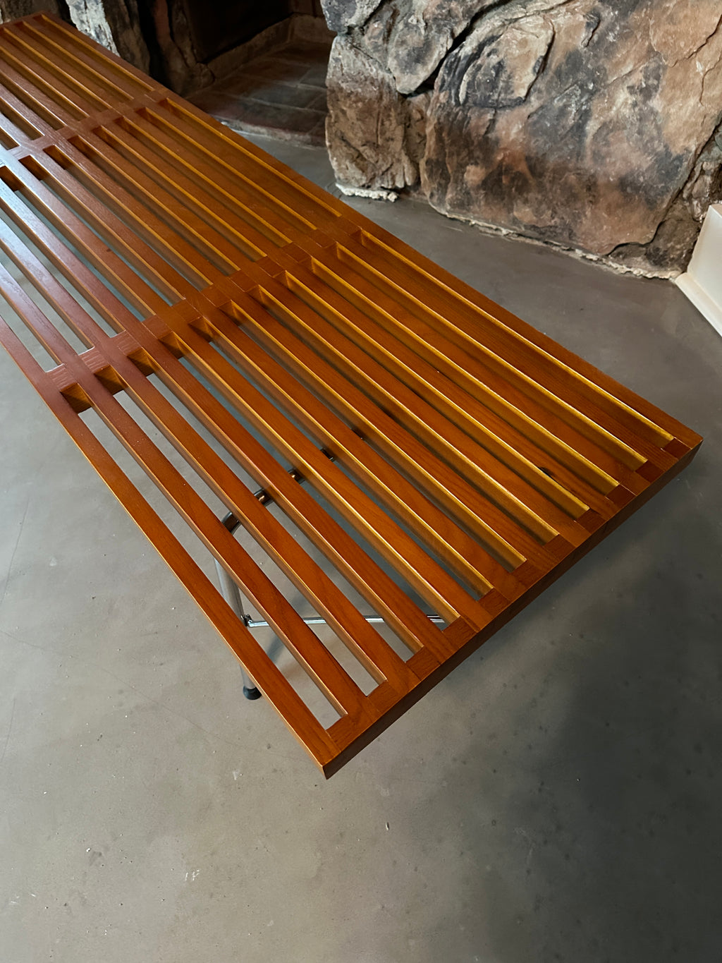 George Nelson Platform Bench, Metal Base