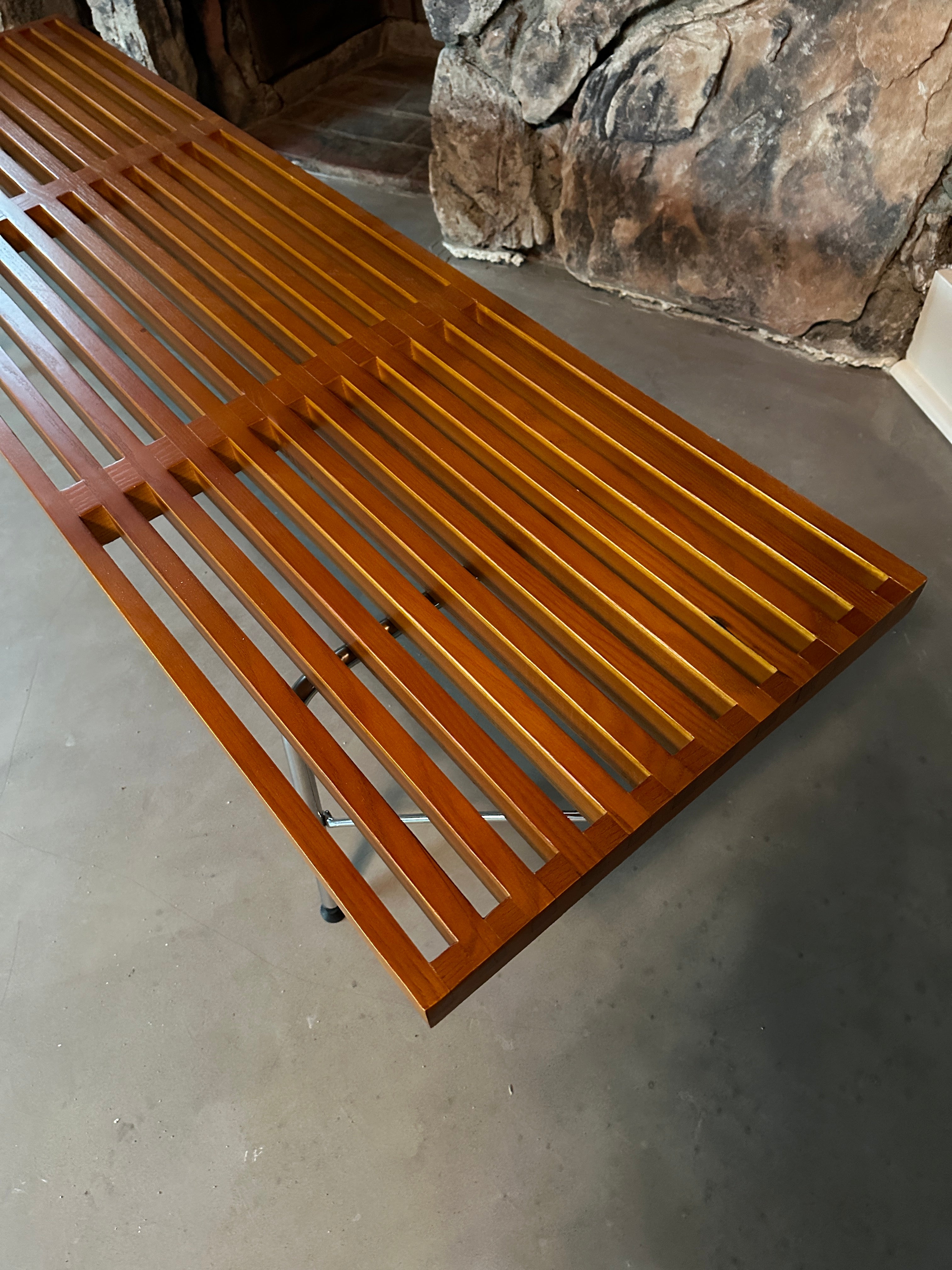 George Nelson Platform Bench, Metal Base