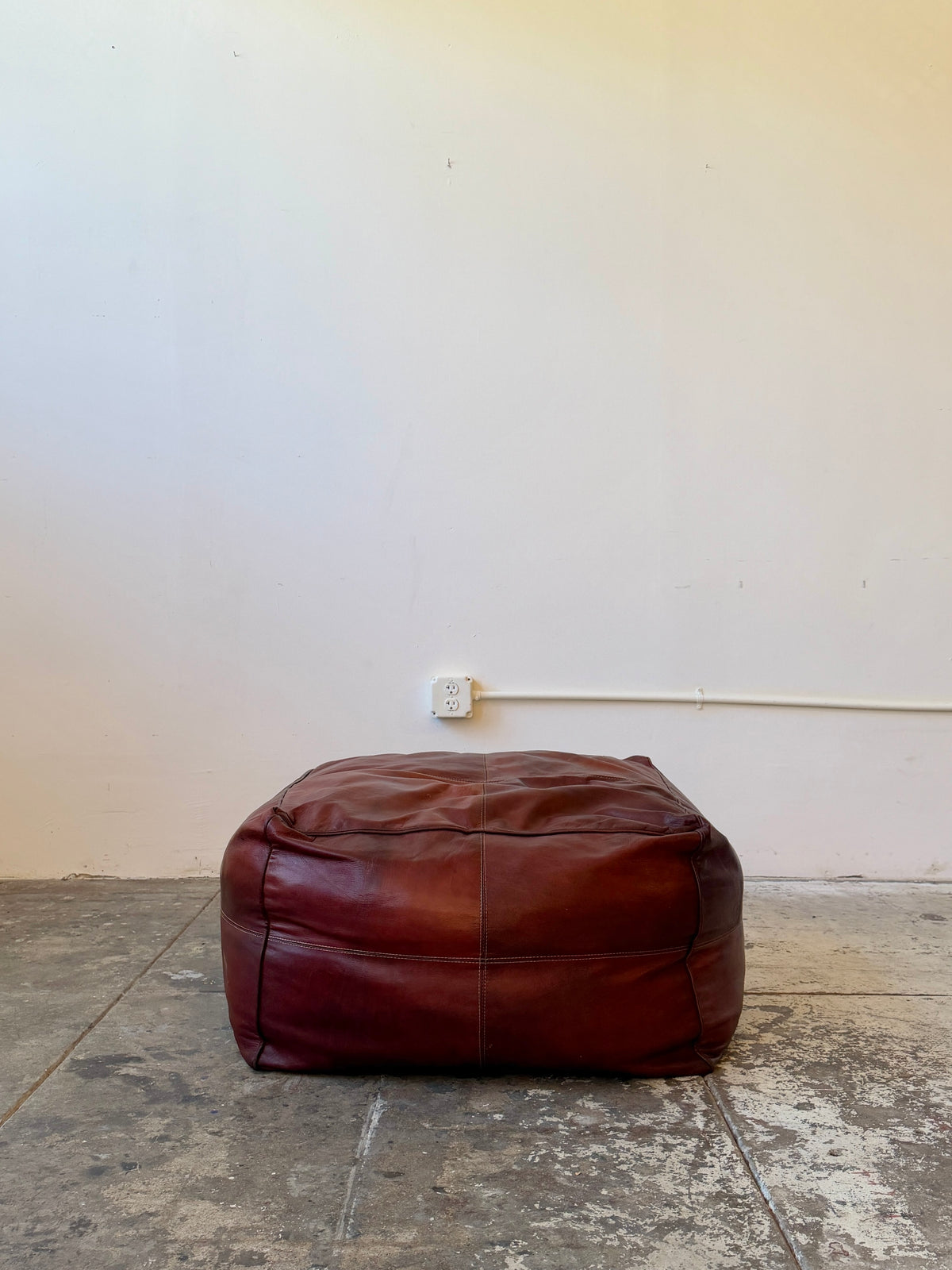 1990s Oversized Italian Leather Ottoman