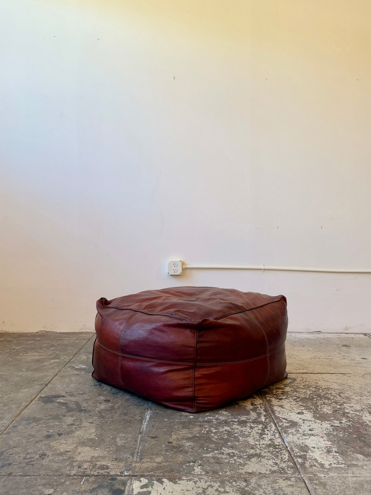 1990s Oversized Italian Leather Ottoman