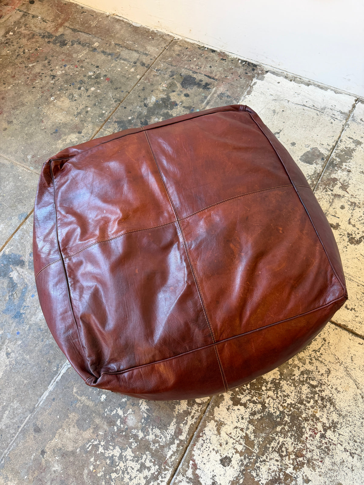 1990s Oversized Italian Leather Ottoman
