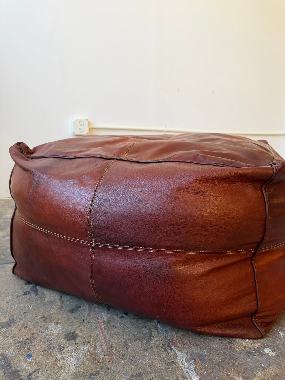 1990s Oversized Italian Leather Ottoman