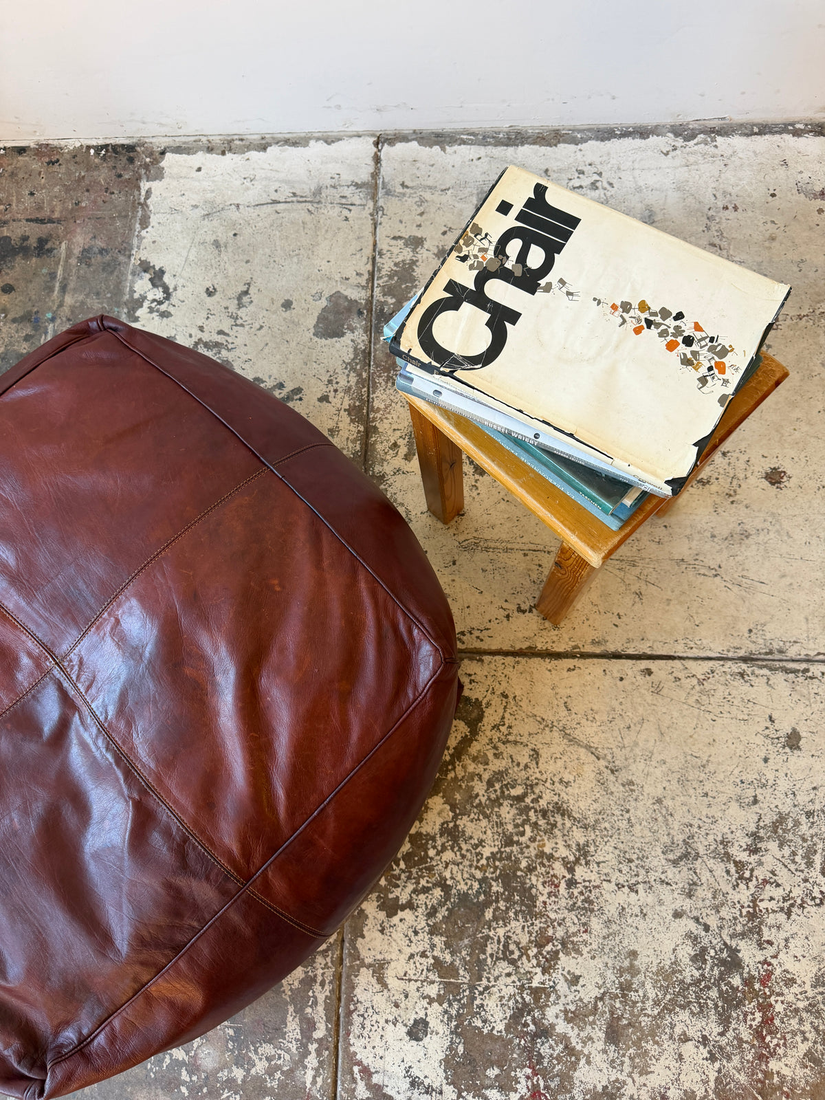 1990s Oversized Italian Leather Ottoman