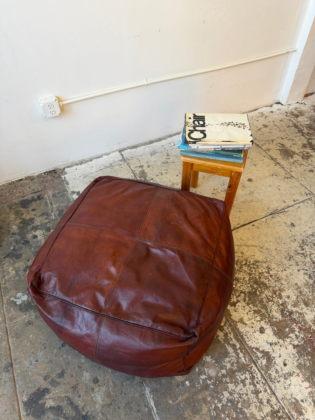 1990s Oversized Italian Leather Ottoman