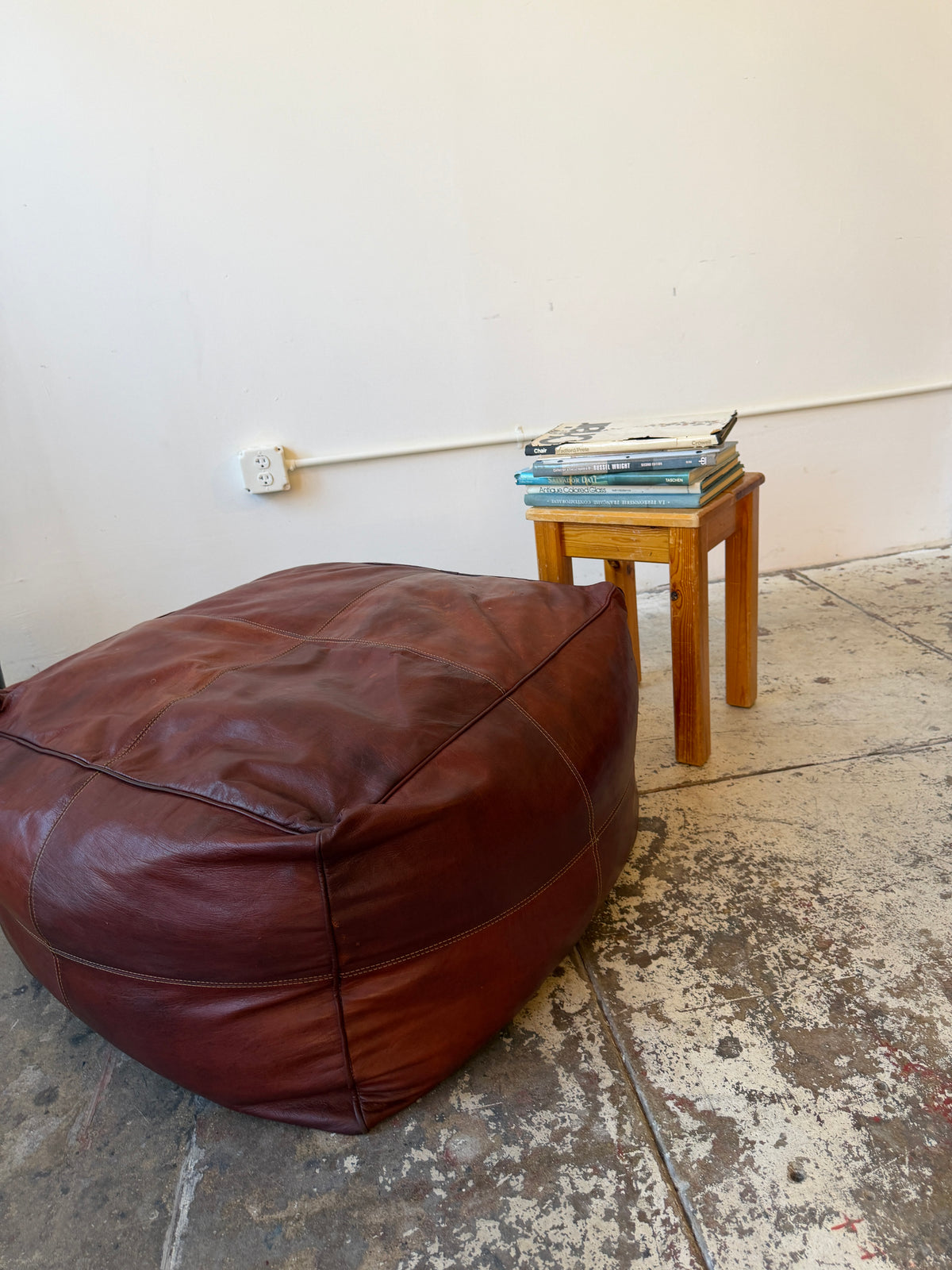 1990s Oversized Italian Leather Ottoman