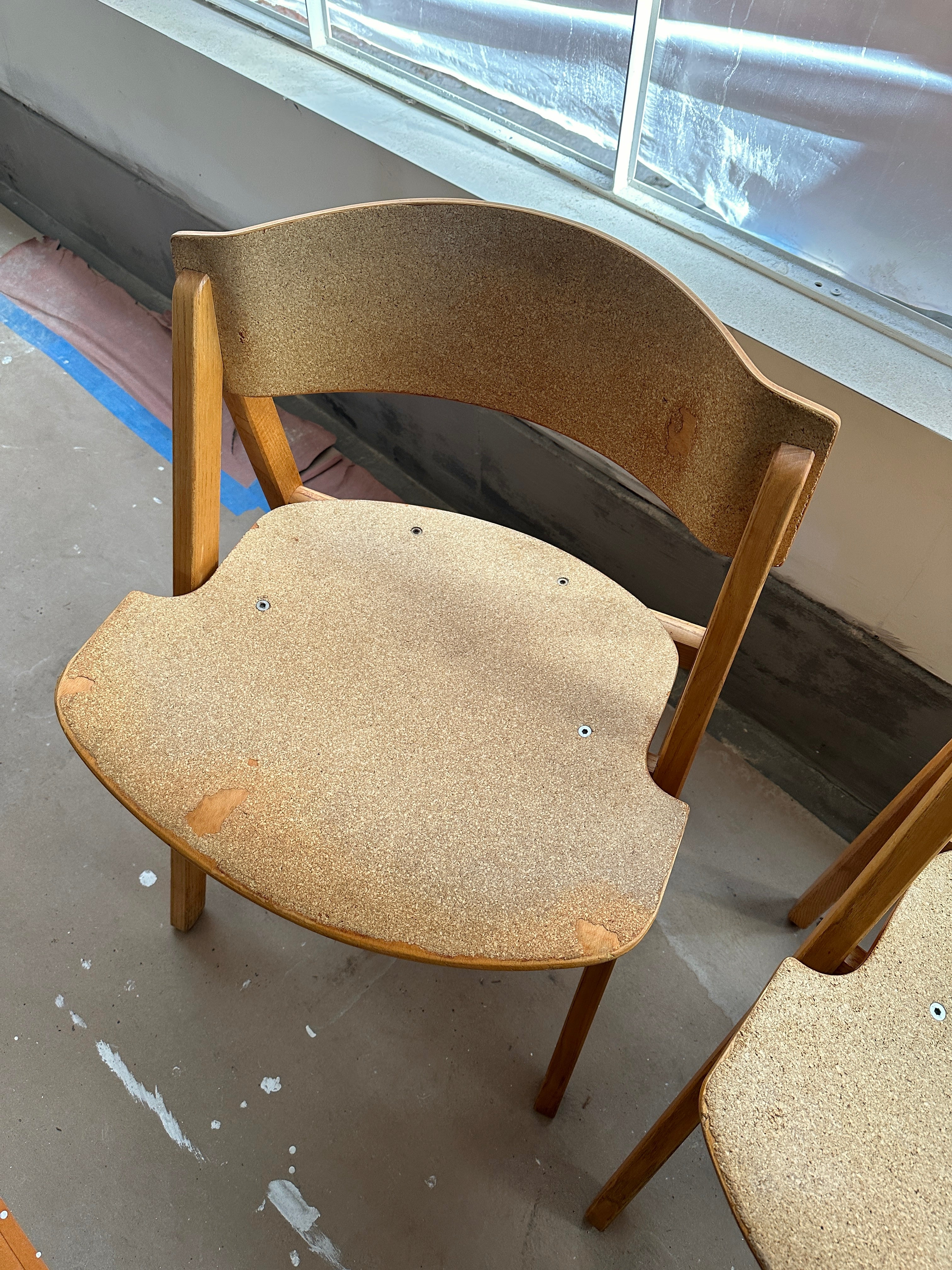 1970s Victor Bernt Cork & Oak Wood Chairs