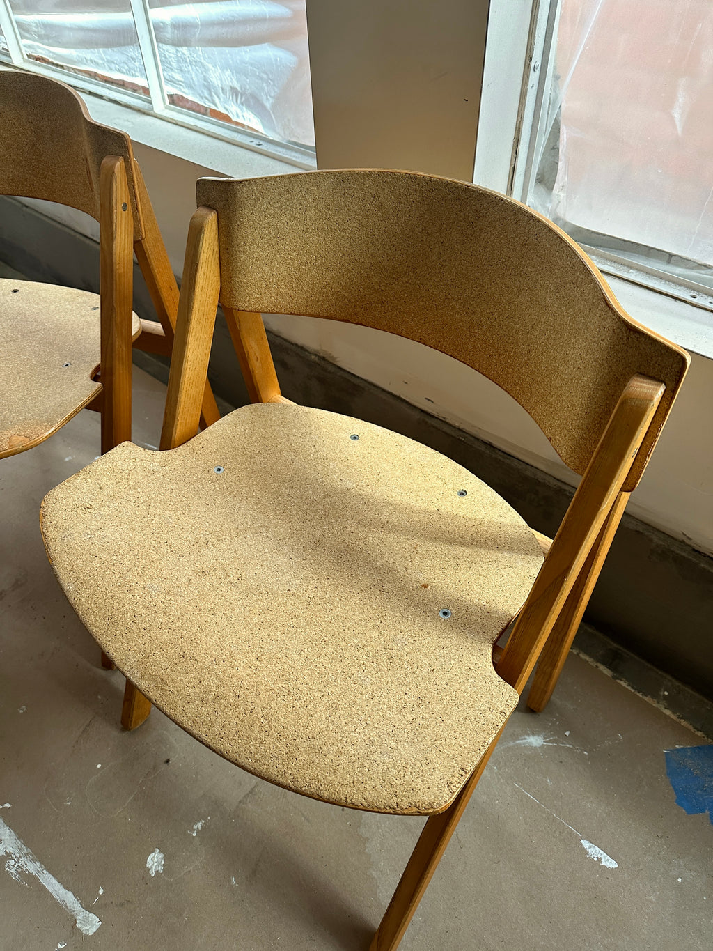 1970s Victor Bernt Cork & Oak Wood Chairs