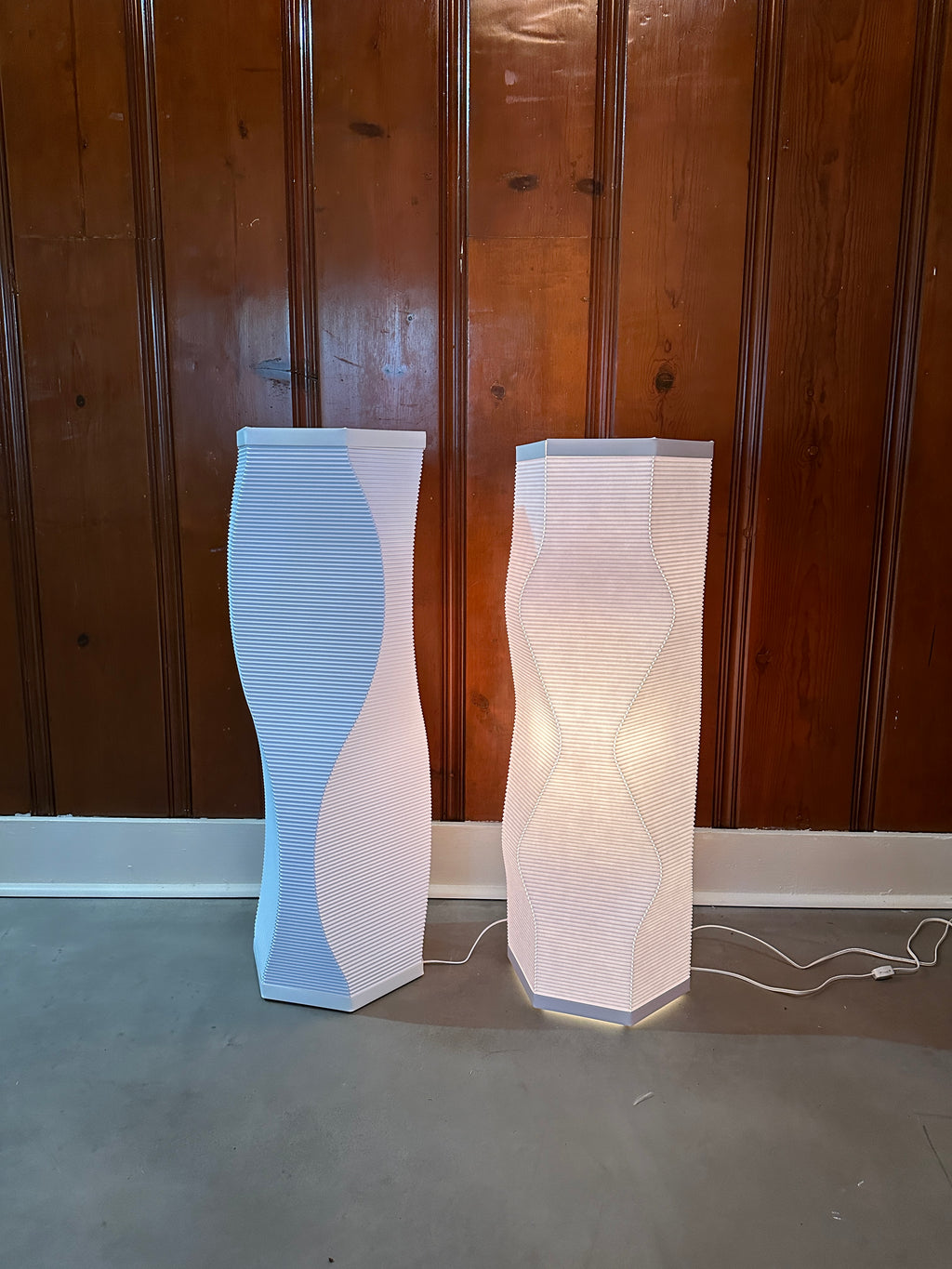 Roland Simmons Corrugated Paper Floor Lamps