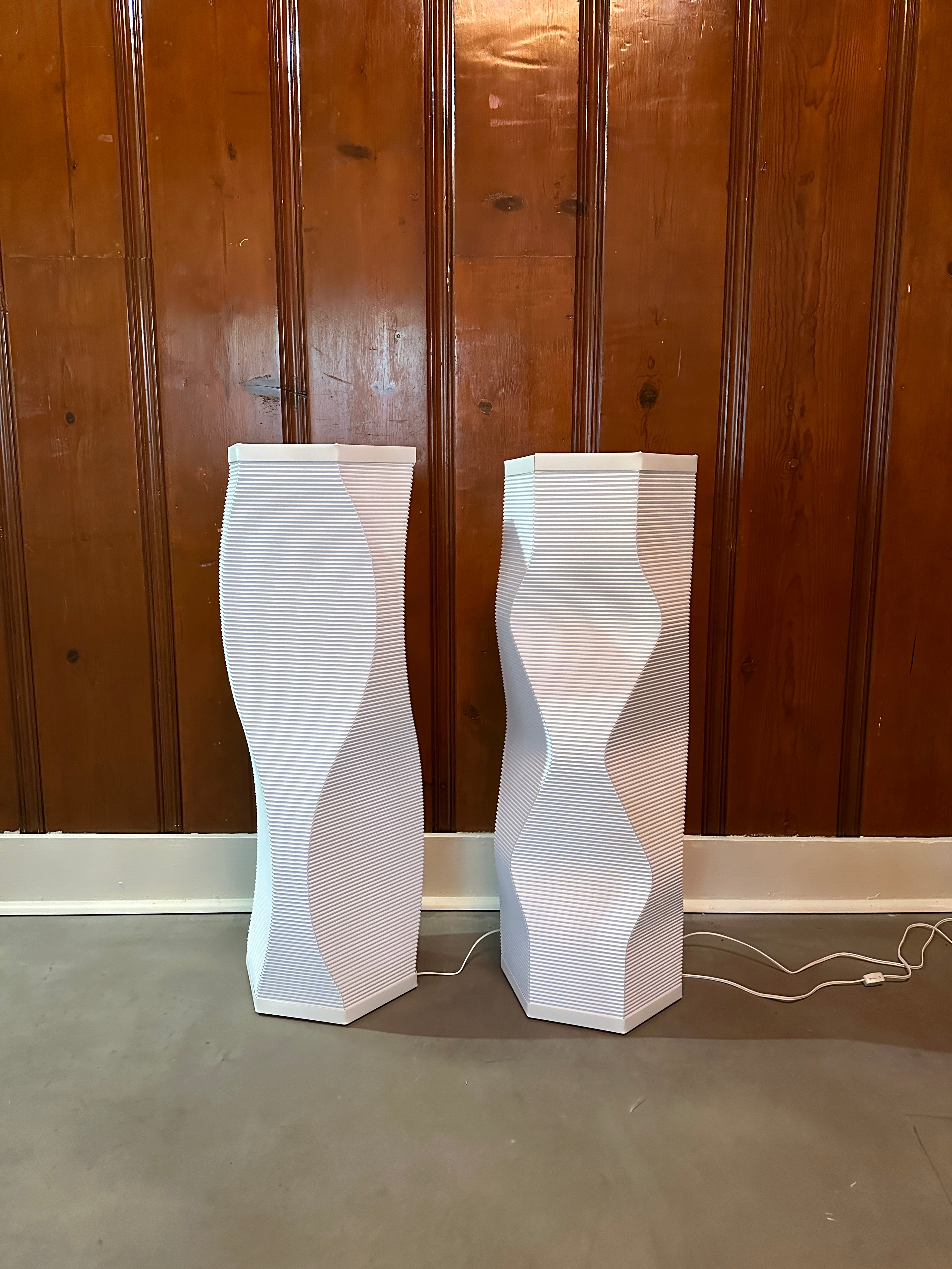 Roland Simmons Corrugated Paper Floor Lamps