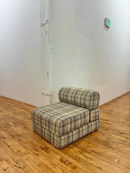 1990s Plaid Convertible Fold Out Chair