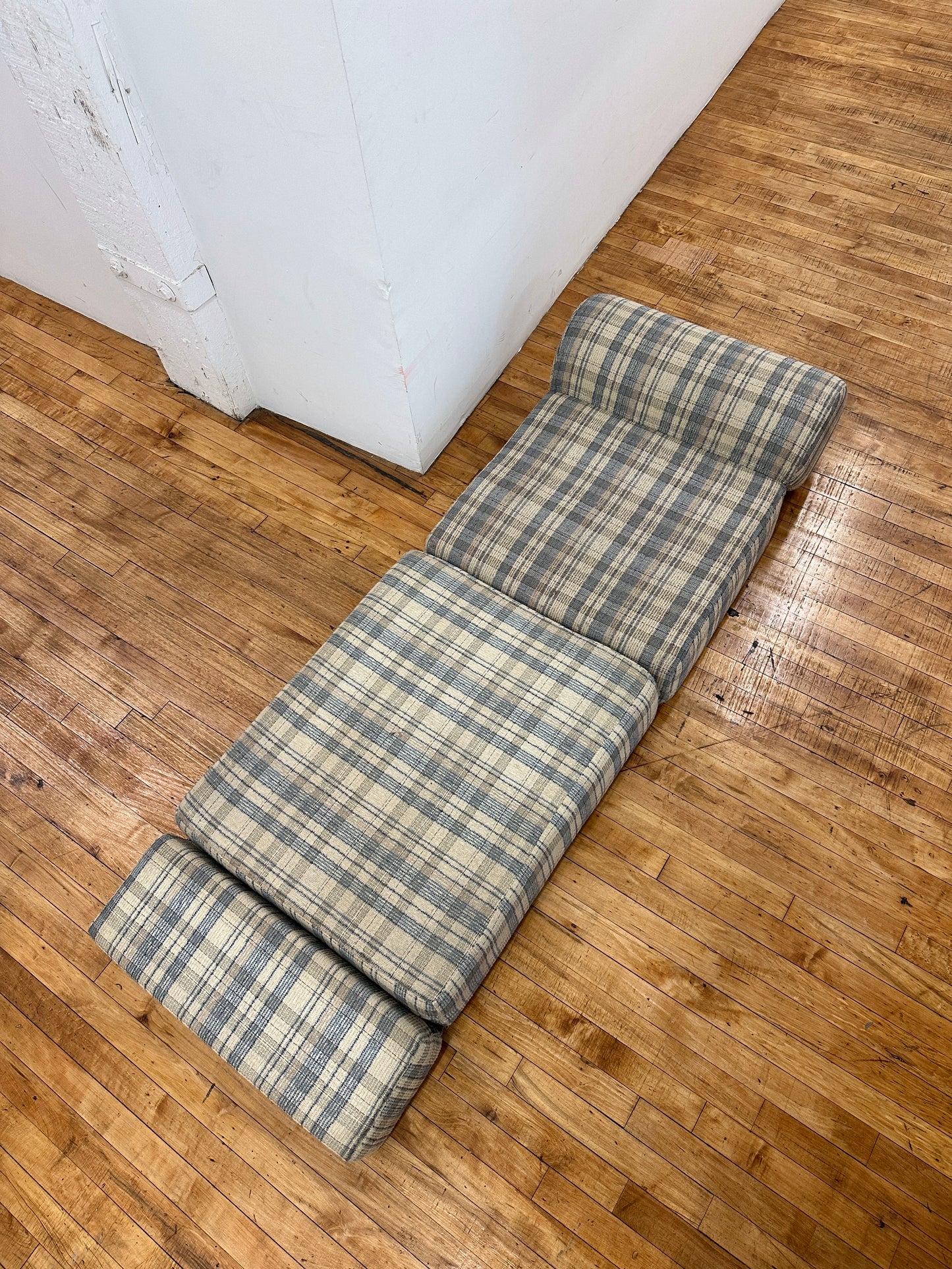 1990s Plaid Convertible Fold Out Chair