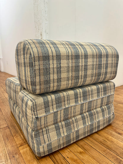 1990s Plaid Convertible Fold Out Chair