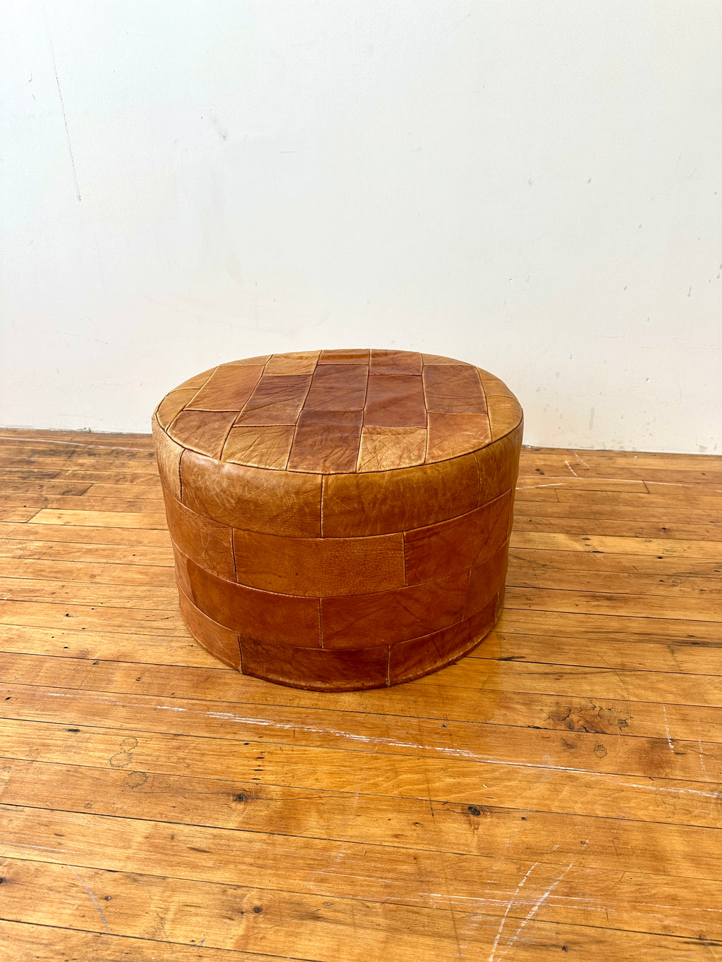 1970s De Sede Leather Patchwork Ottoman