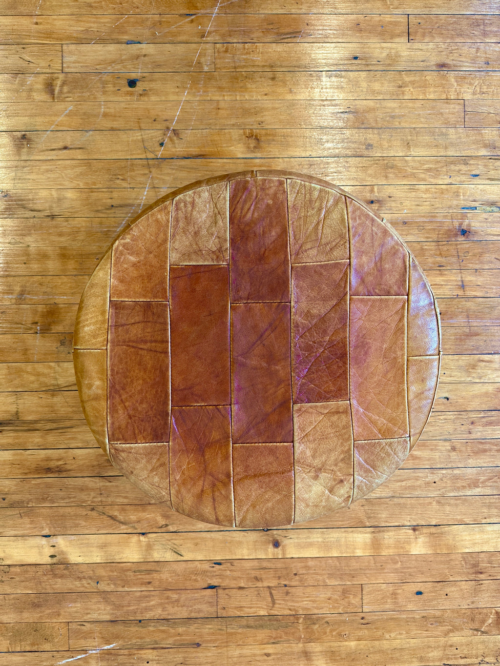1970s De Sede Leather Patchwork Ottoman