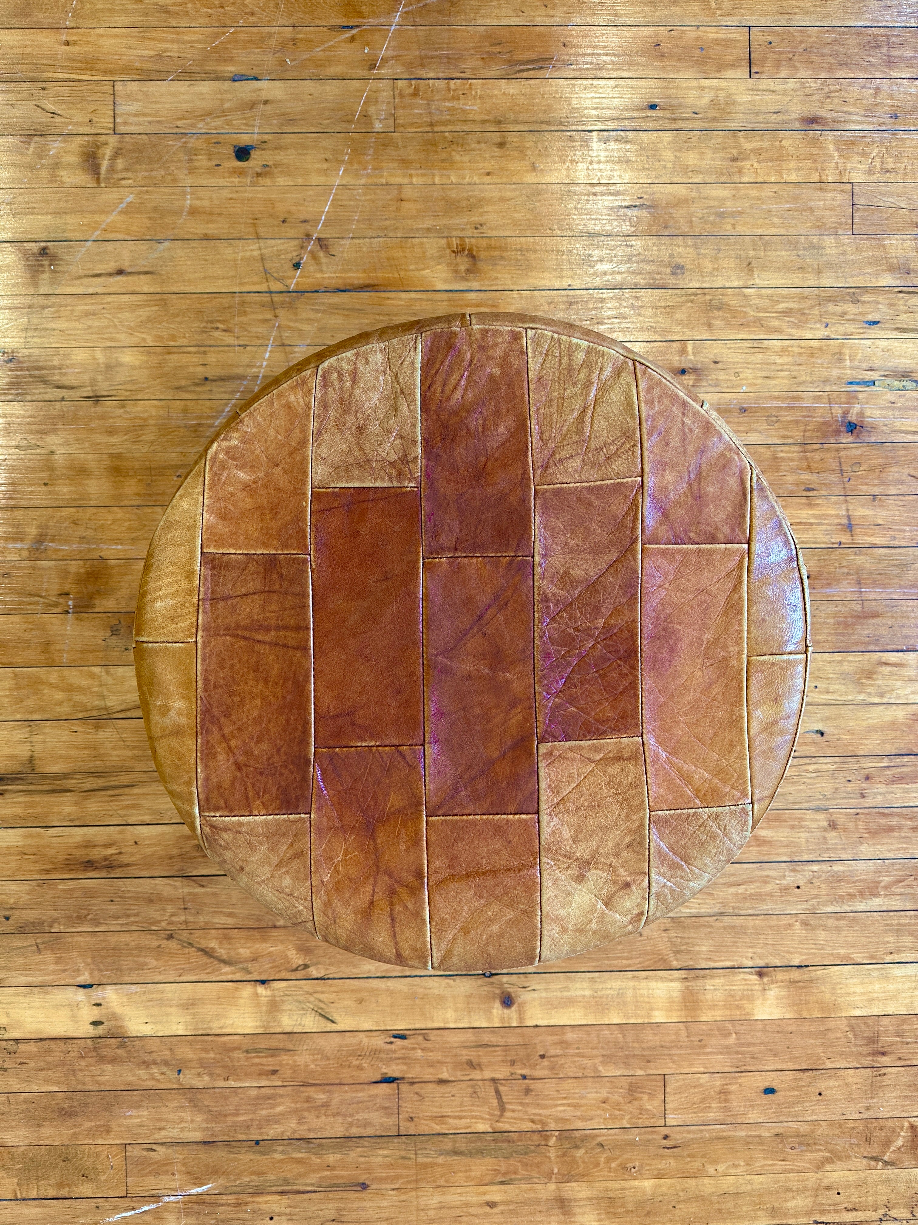 1970s De Sede Leather Patchwork Ottoman